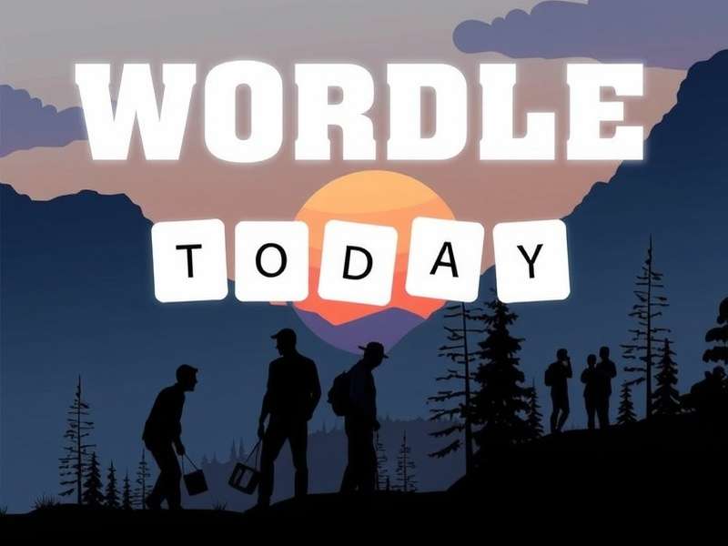 Wordle game board with green and yellow squares showing today's puzzle