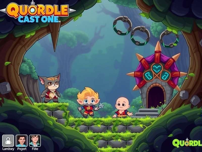 Quordle gameplay screen showing four Wordle grids