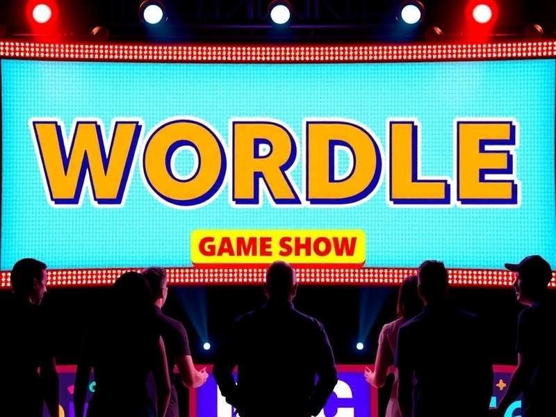 A person holding a phone showing the Wordle game interface with green and yellow squares