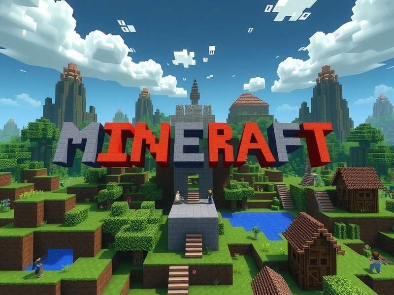 Minecraft Wordle game interface with grass and stone blocks