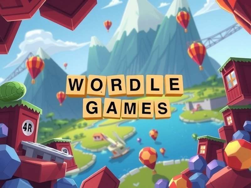 Wordle Games - Daily word puzzle interface showing colorful letter tiles with green, yellow, and gray feedback